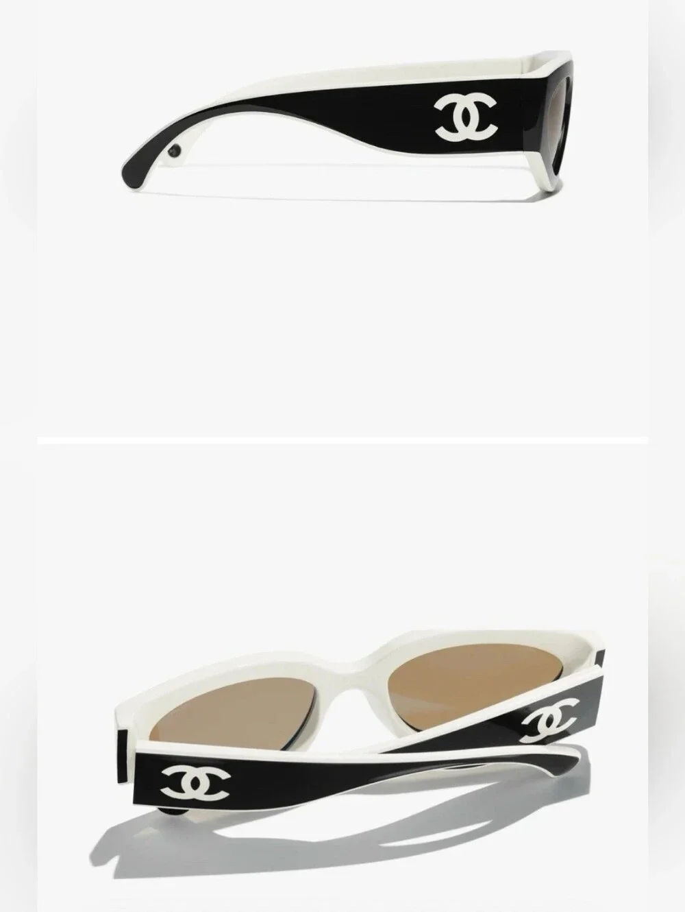 CHANEL Black Cat-Eye Sunglasses with Brown Lenses